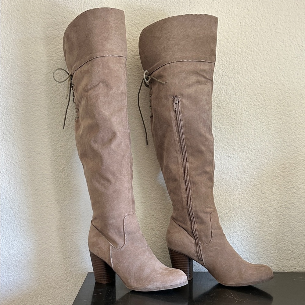Madden Girl Taupe Over-the-Knee Boots
